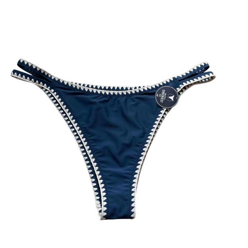 NWT Hollister Blue Swim Bottom with crocheted outline